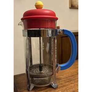 Bodum Limited Edition 70th Anniversary Yellow Red Blue Coffee French Press 2014